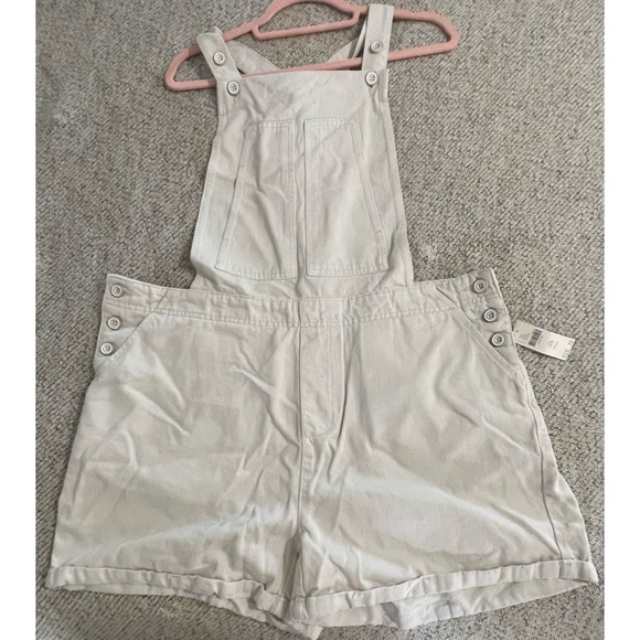 Anthropologie Pilcro Relaxed Short Overalls Ivory NWT Size 16W - Picture 10 of 16